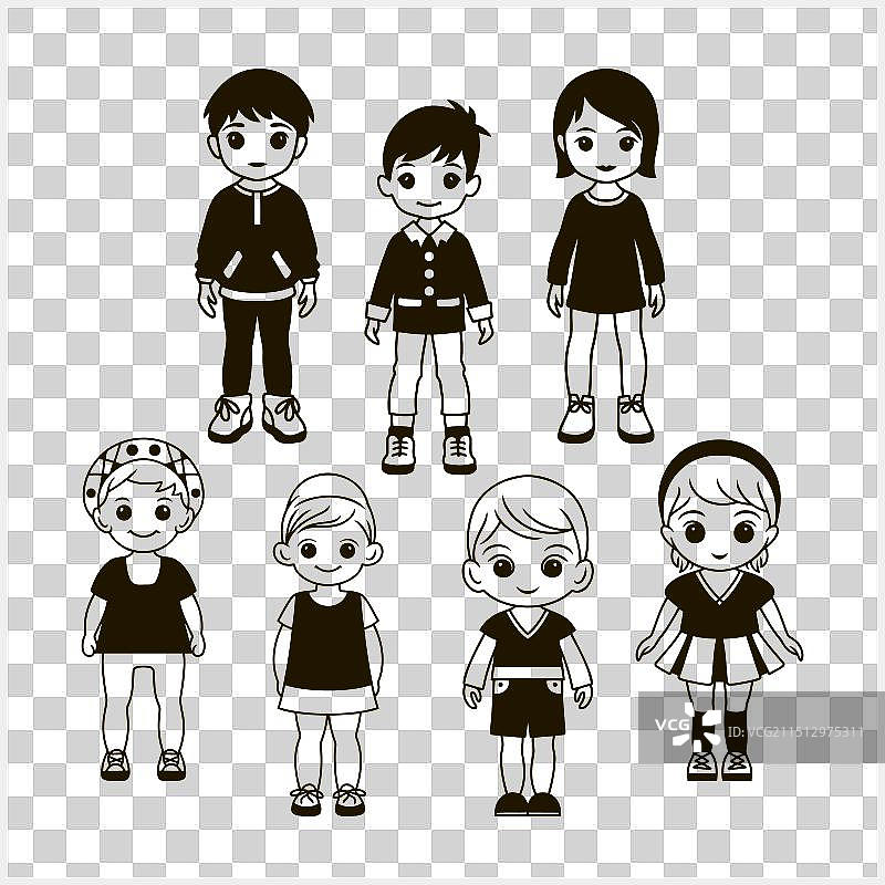 大眼睛可爱动漫女孩和男孩图片素材