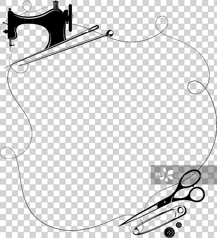 缝纫机针线轴剪刀图片素材