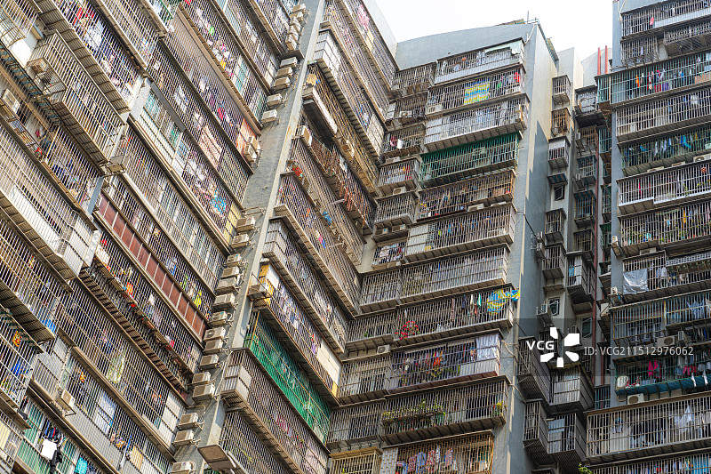 澳门密集住宅区防盗网图片素材
