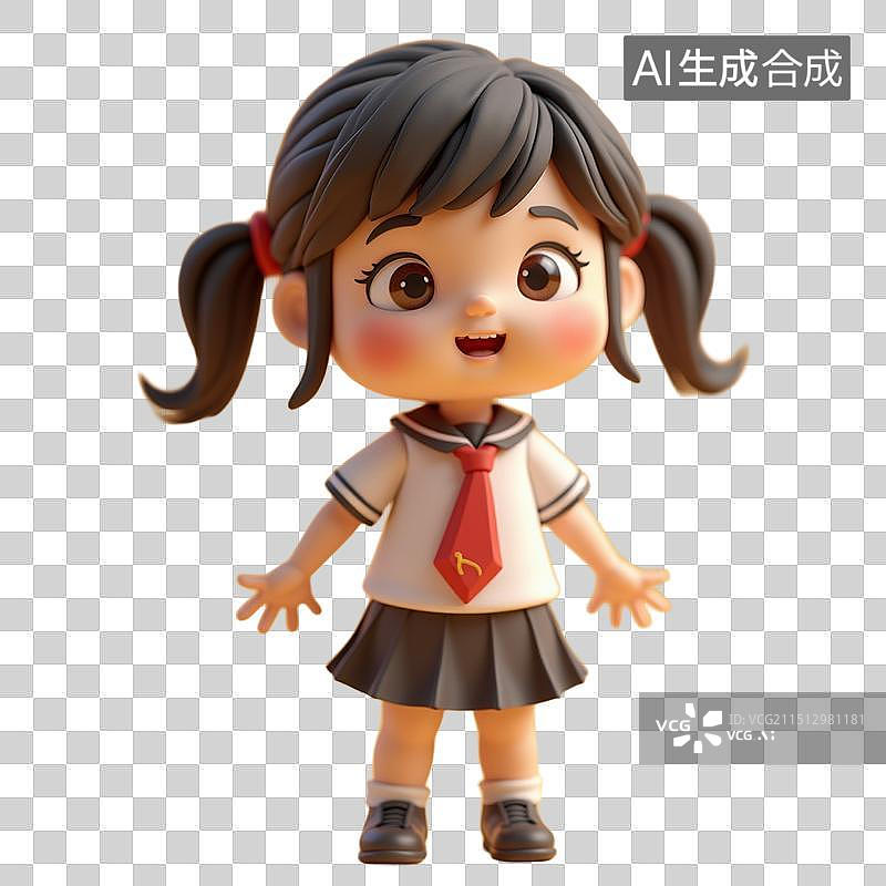 【AI数字艺术】3D小学生全身像图片素材