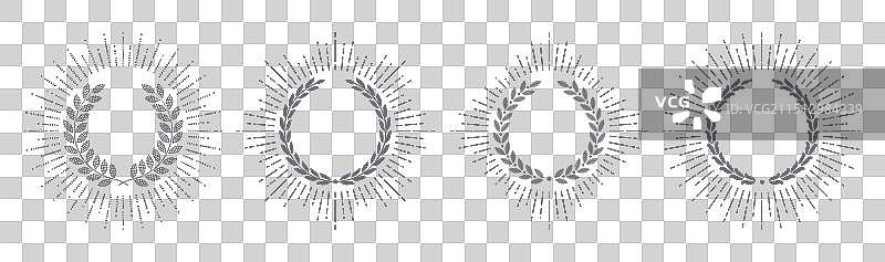 带旭日射线的月桂花环套装图片素材