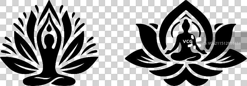 瑜伽标志图标轮廓艺术图片素材