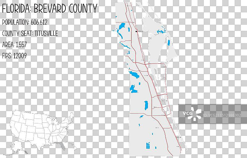 美国佛罗里达州布里瓦德县地图图片素材