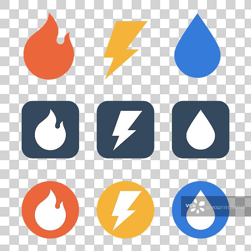 电气气化供水图标集图片素材