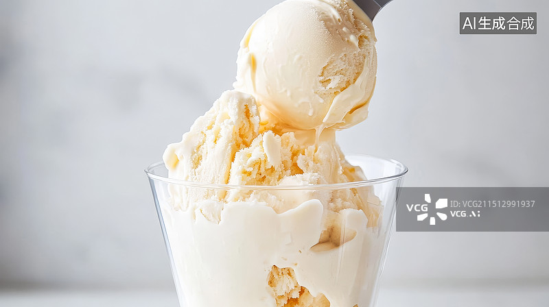 【AI数字艺术】玻璃碗中的香草冰淇淋图片素材