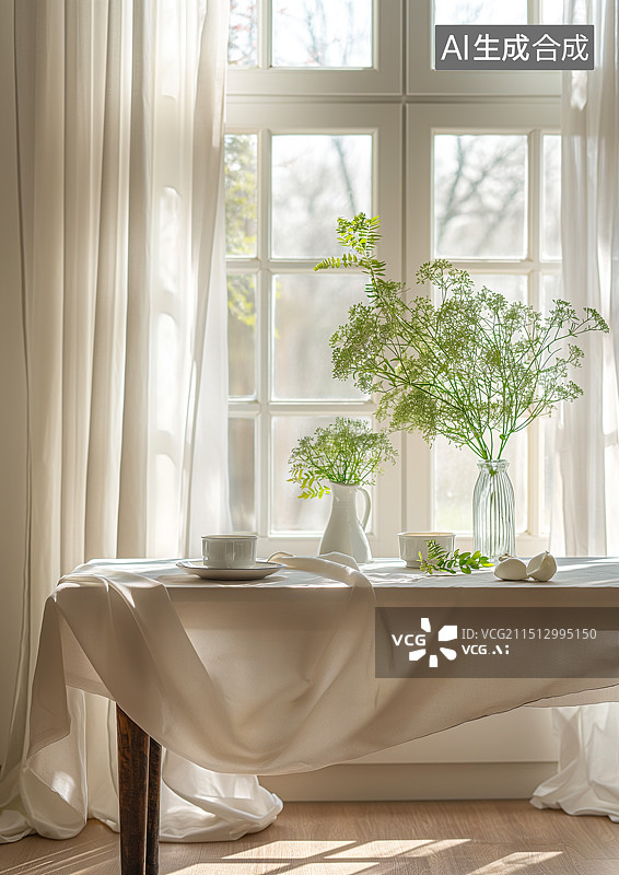 【AI数字艺术】午后阳光透过窗户照在房间图片素材