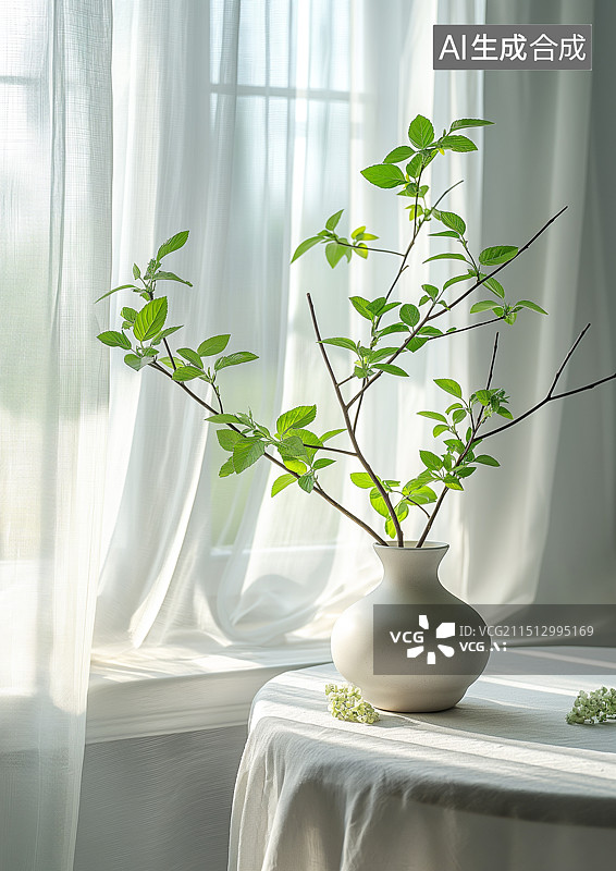 【AI数字艺术】午后阳光透过窗户照在房间图片素材