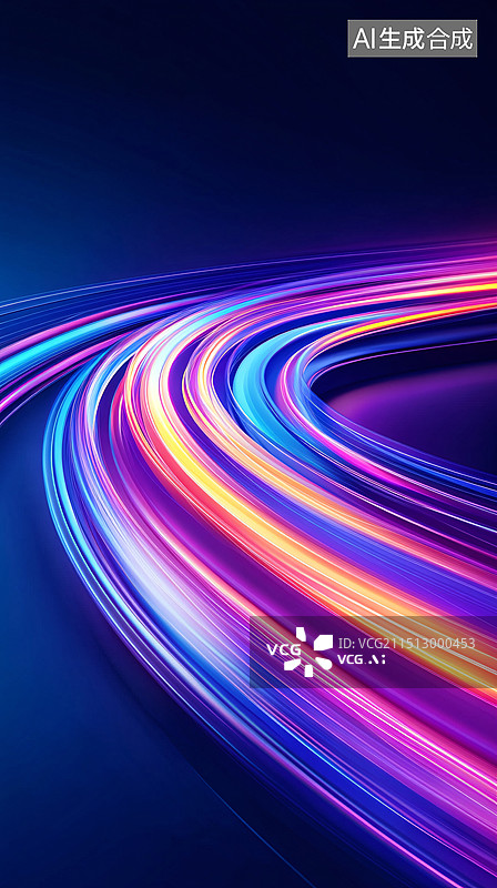 【AI数字艺术】线条粒子速度线抽象霓虹灯设计概念插图图片素材