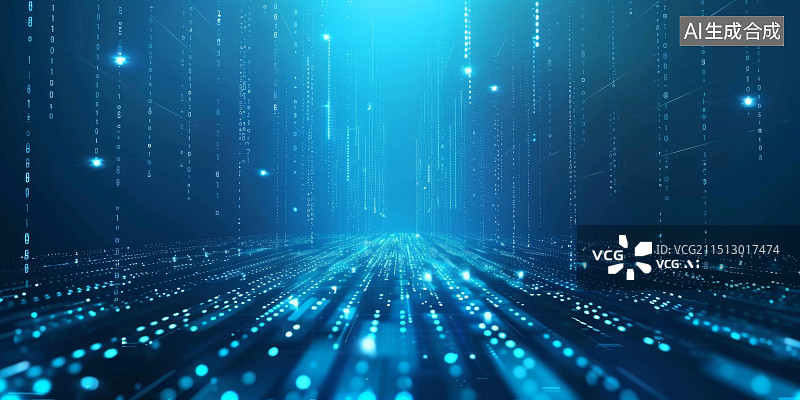 【AI数字艺术】蓝色虚拟数据科技背景图片素材