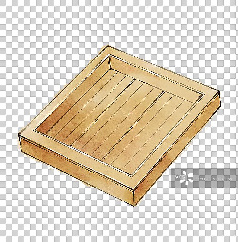 盘子竹编竹制品——国画古风水墨水彩特写元素图片素材