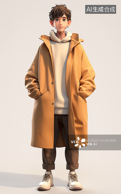 【AI数字艺术】秋季秋装休闲衣服男生模特3D人物图片素材