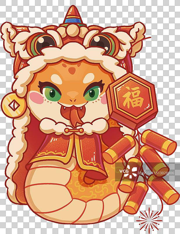 烧鞭炮金蛇蛇年大吉新春快乐图片素材
