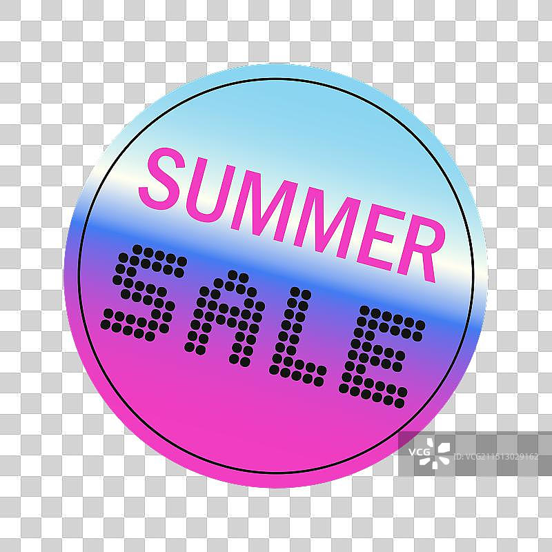 夏季促销光泽渐变圆形贴纸图片素材