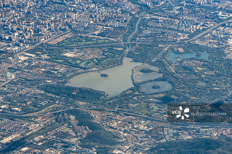 颐和园全景航拍 万寿山 昆明湖 玉泉山 中坞公园 万柳图片素材