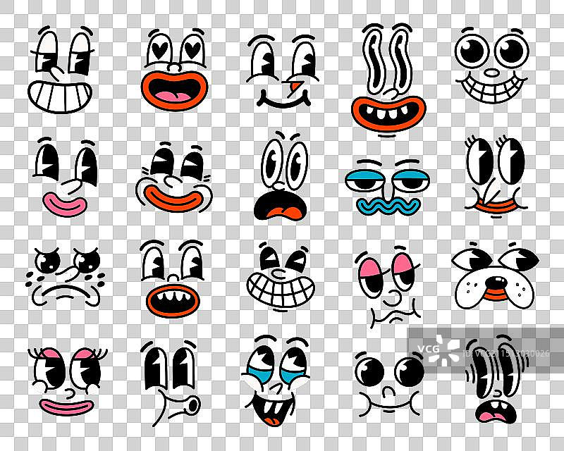 复古卡通人物的滑稽面孔图片素材