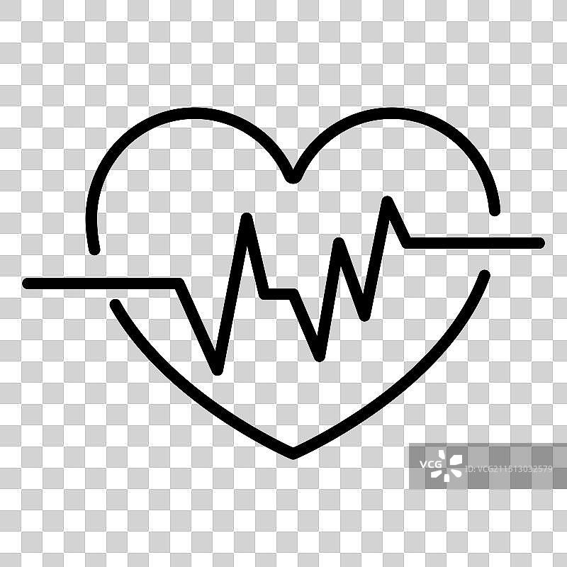 心跳脉搏心形轮廓图标图片素材