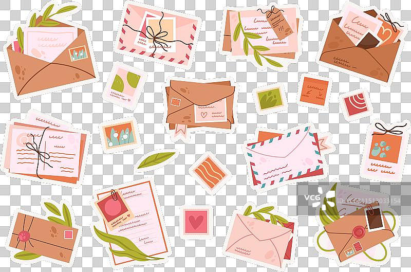 复古风新旧信封邮票素材图片素材