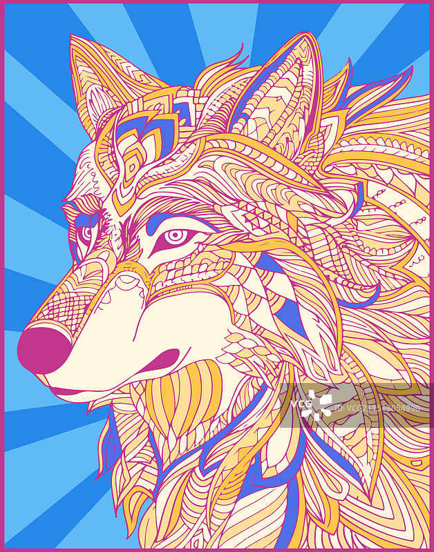 手绘狐狸装饰线性风格插画图片素材