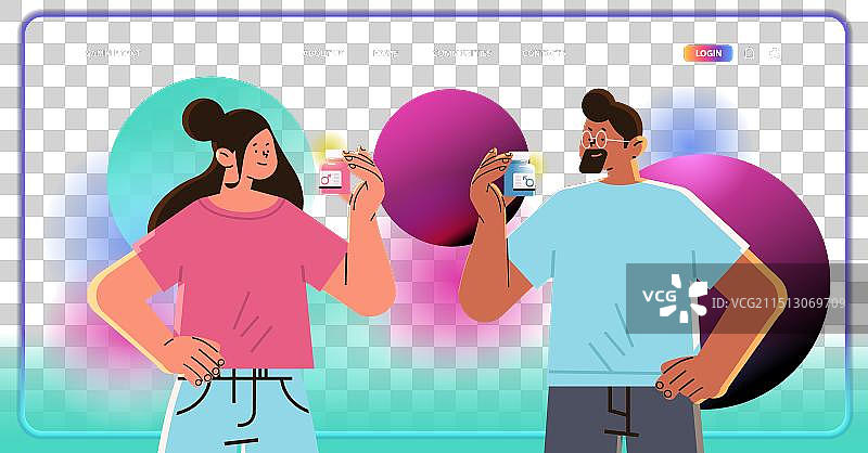 情侣拿着蓝色和粉色的口服避孕药图片素材