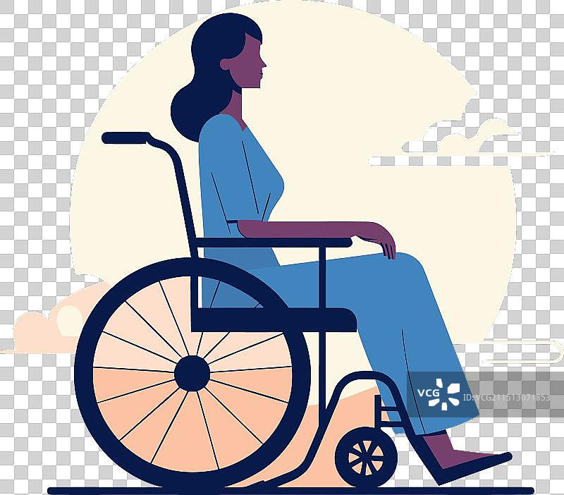女人安静地坐在轮椅上图片素材
