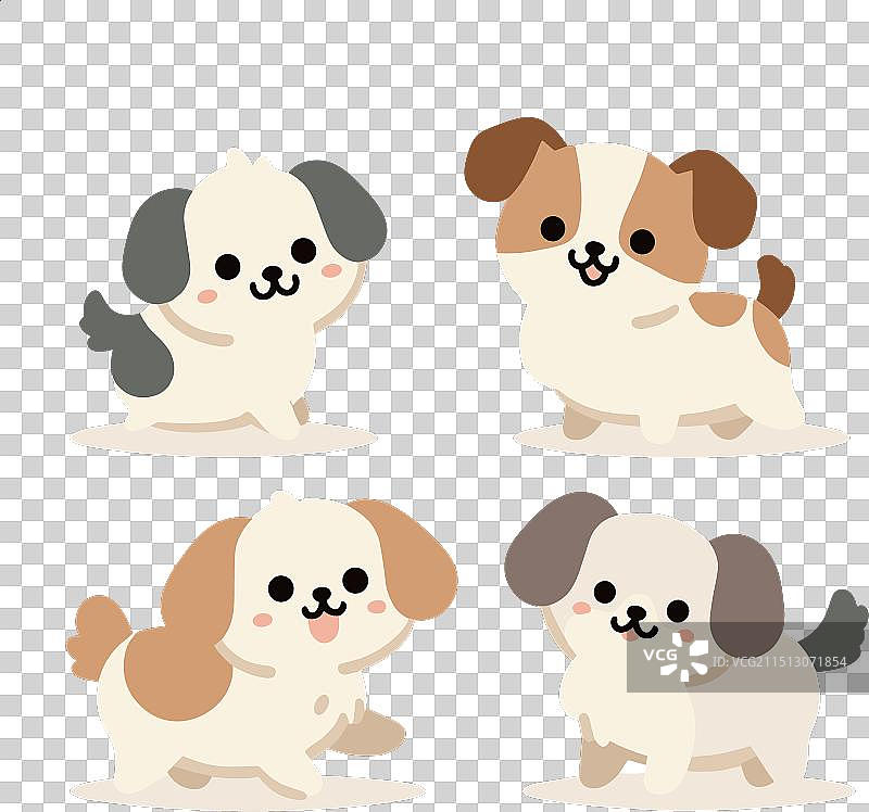 不同姿态的可爱卡通小狗合集图片素材