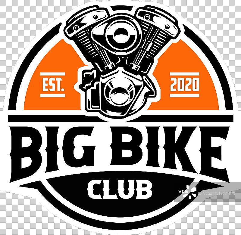 V型双引擎摩托车俱乐部圆形徽标图片素材