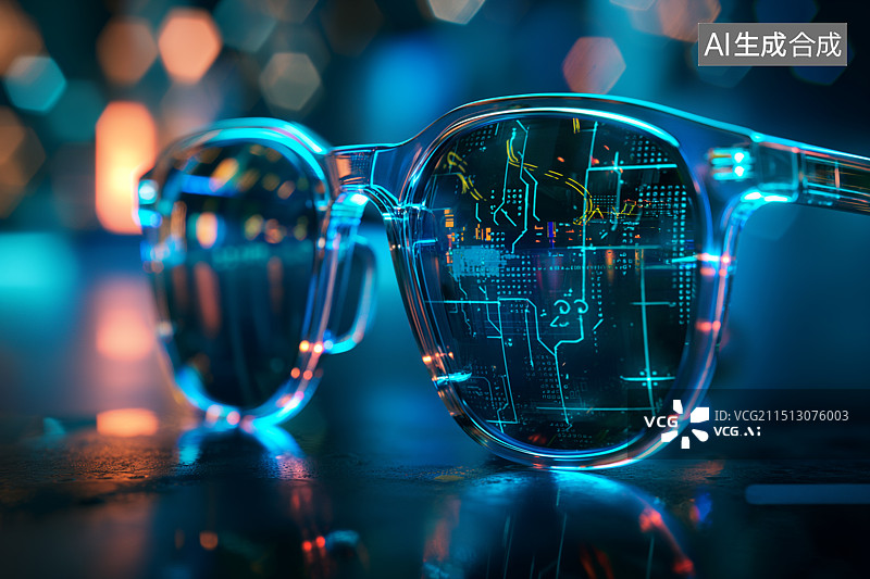 【AI数字艺术】科技感绚丽护目镜VR眼镜图片素材