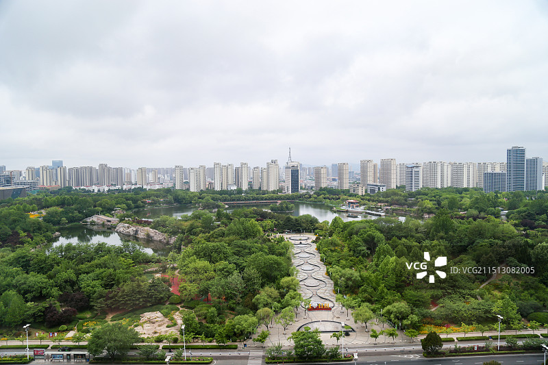 航拍视角日照银河公园图片素材