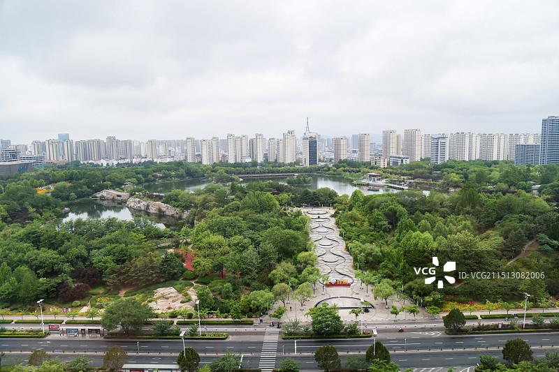 航拍视角日照银河公园图片素材