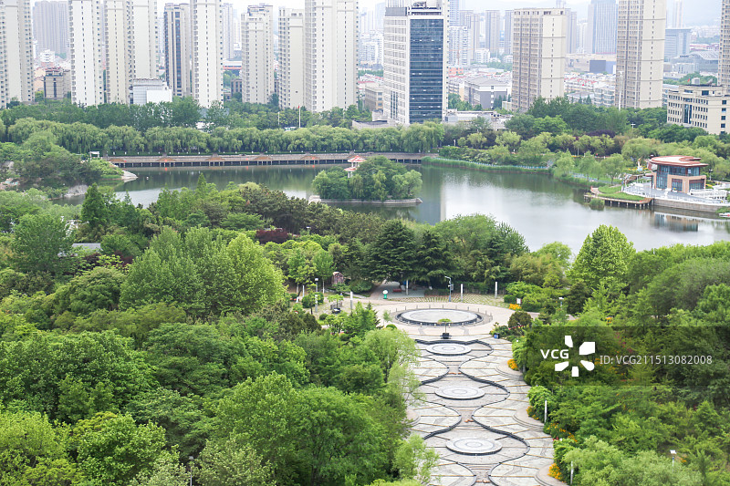 航拍视角日照银河公园图片素材