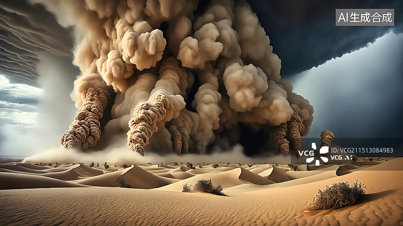 【AI数字艺术】沙漠中的风暴图片素材