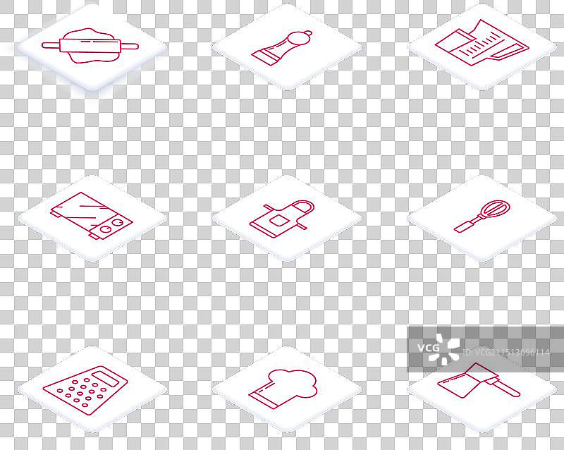 擀面杖、胡椒粉和量杯线条组合图片素材