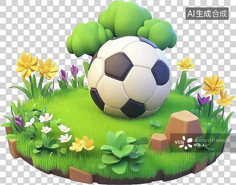 【AI数字艺术】学生开学季草地上的足球图片素材