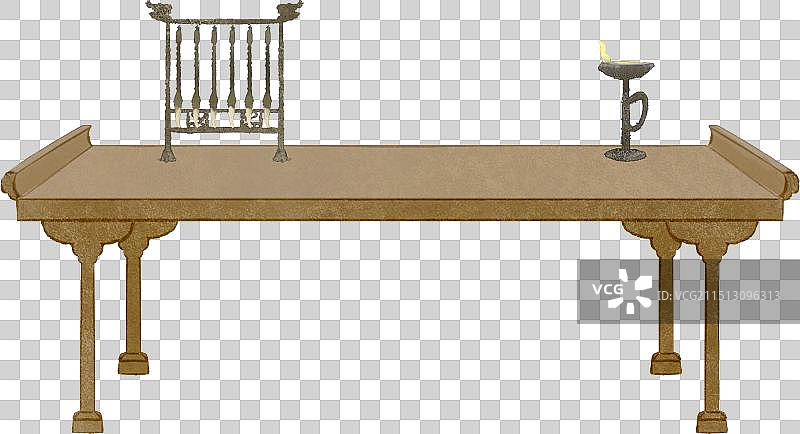 古风素材桌子笔架油灯图片素材