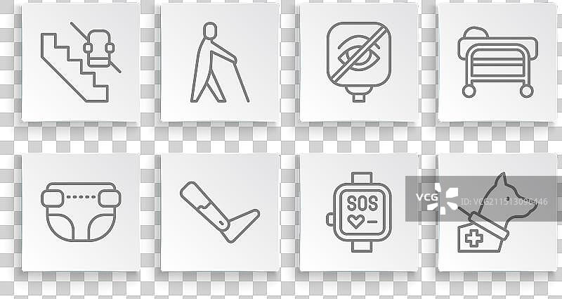 成人尿布盲人拄拐杖线条图片素材