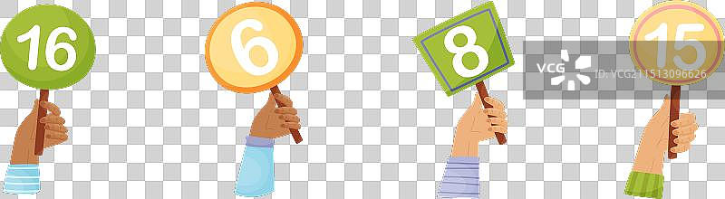 举起的手显示数字记分牌图片素材