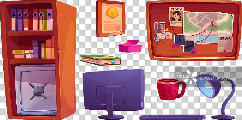 侦探办公室或警局室内家具图片素材