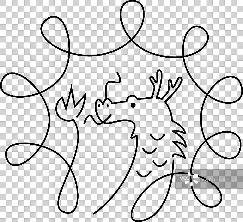 手绘抽象中国龙图片素材