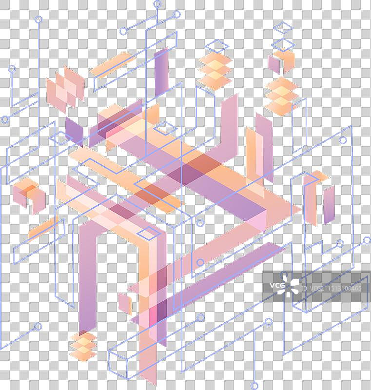 具有几何2.5D效果的科技背景图片素材