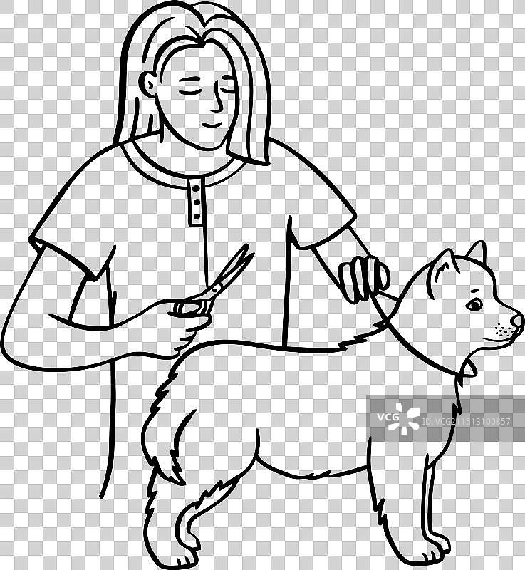 宠物美容店动物涂鸦风格图片素材