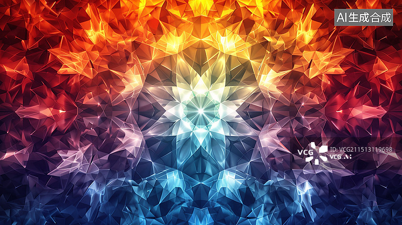 【AI数字艺术】蓝紫色万花筒图案图片素材