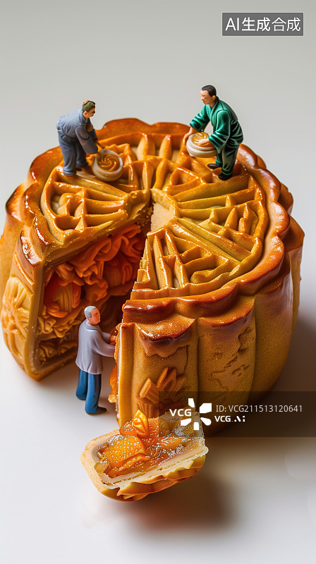 【AI数字艺术】中秋月饼微缩创意图片素材