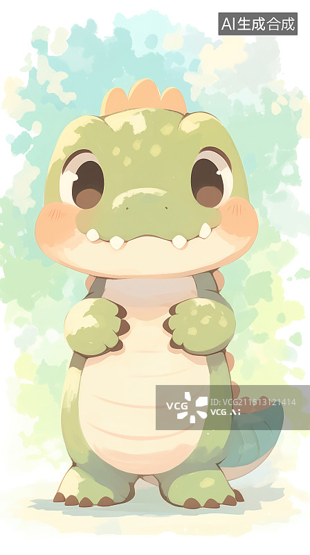 【AI数字艺术】治愈系萌宠壁纸-鳄鱼图片素材