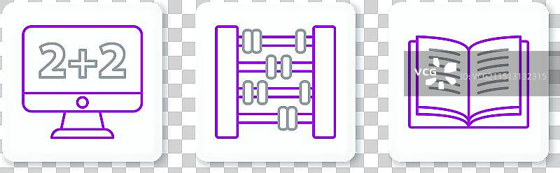 打开的书本、方程式与算盘图片素材