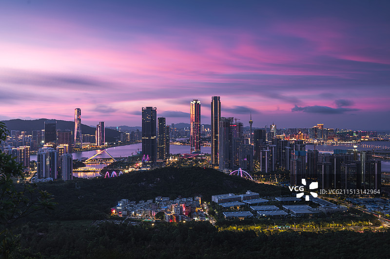 横琴金融岛晚霞图片素材