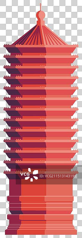 北京大学地标建未名湖筑博雅塔插画PNG免扣素材图图片素材
