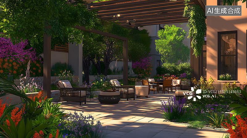 【AI数字艺术】别墅园林空间建筑图片素材