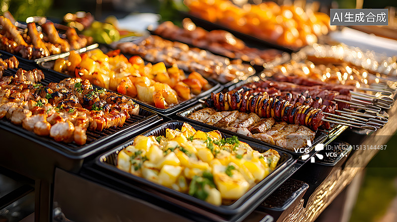 【AI数字艺术】烧烤烤串美食夜市小吃图片素材