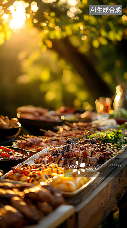 【AI数字艺术】烧烤烤串美食夜市小吃图片素材