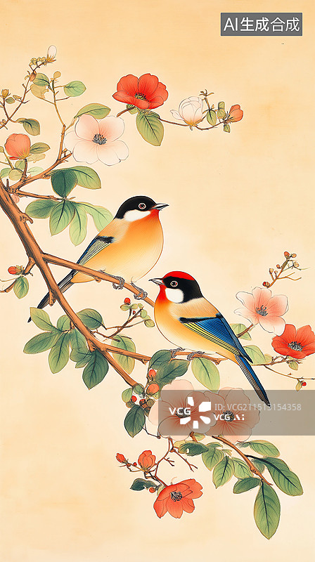 【AI数字艺术】中国传统绘画——花鸟画图片素材